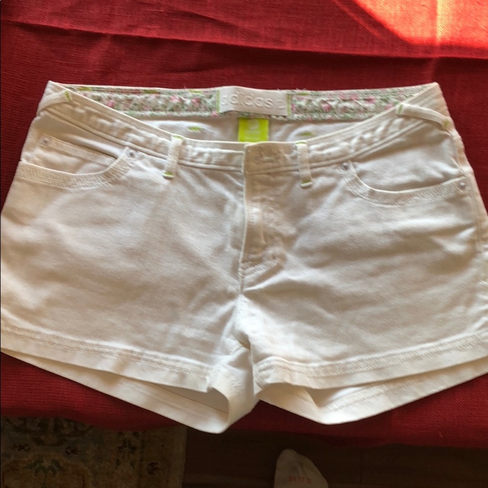 Cute White Adidas jean shorts, like new